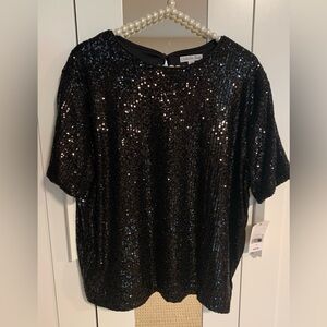 Perfect black sequins blouse. NWT
